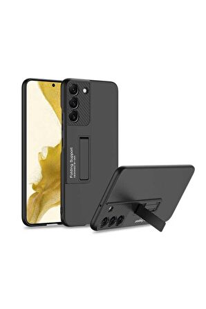 Samsung Galaxy S22 Uyumlu Kılıf Standlı Ays Kapak Siyah