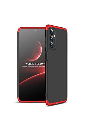 Samsung Galaxy M23 Uyumlu Kılıf Ays Kapak Siyah-Kırmızı