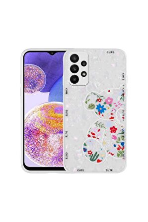 Samsung Galaxy A23 Uyumlu Kılıf Desenli Sert Silikon Mumila Kapak White Bear