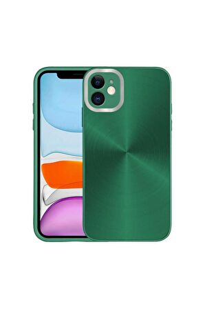 Apple iPhone 11 Uyumlu Kılıf Kamera Korumalı Sert Desa Kapak Koyu Yeşil