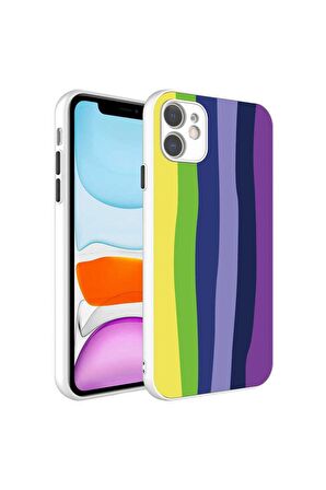 Apple iPhone 11 Uyumlu Kılıf Kamera Korumalı Renkli Temperli X-Cam Kapak NO3