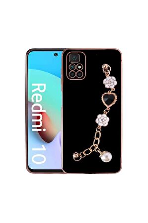Xiaomi Redmi 10 Uyumlu Kılıf El Tutamaçlı Kamera Korumalı Taka Silikon Kapak Siyah