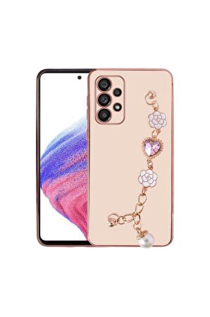 Samsung Galaxy A13 4G Uyumlu Kılıf El Tutamaçlı Kamera Korumalı Taka Silikon Kapak Pembe