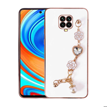 Xiaomi Redmi Note 9 Pro Uyumlu Kılıf El Tutamaçlı Kamera Korumalı Taka Silikon Kapak Beyaz