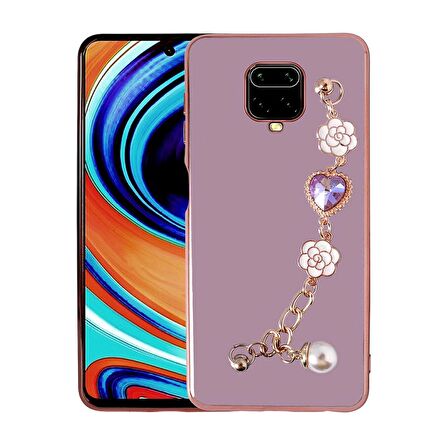 Xiaomi Redmi Note 9 Pro Uyumlu Kılıf El Tutamaçlı Kamera Korumalı Taka Silikon Kapak Mor