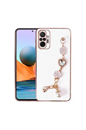 Xiaomi Redmi Note 10 Pro Uyumlu Kılıf El Tutamaçlı Kamera Korumalı Taka Silikon Kapak Beyaz