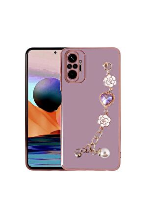 Xiaomi Redmi Note 10 Pro Uyumlu Kılıf El Tutamaçlı Kamera Korumalı Taka Silikon Kapak Mor