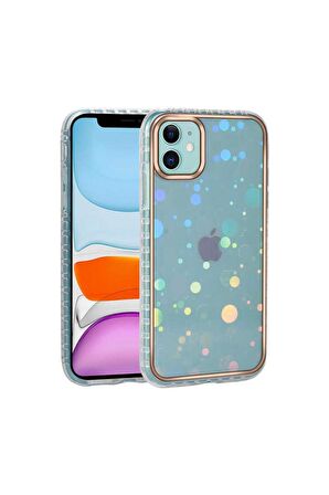 Apple iPhone 11 Uyumlu Kılıf Desenli Parlayan Transparan Avva Kapak NO2