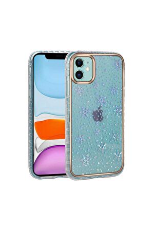 Apple iPhone 11 Uyumlu Kılıf Desenli Parlayan Transparan Avva Kapak NO13