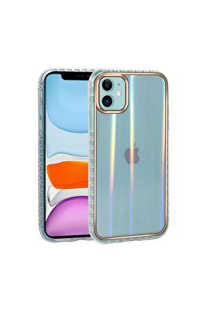 Apple iPhone 11 Uyumlu Kılıf Desenli Parlayan Transparan Avva Kapak NO7