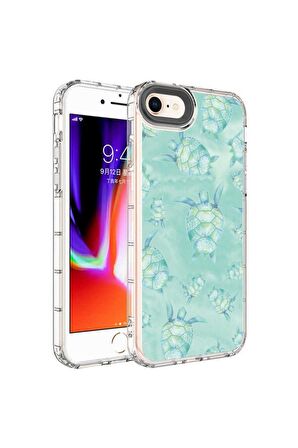 Apple iPhone 7 Uyumlu Kılıf Kamera Korumalı Renkli Desenli Sert Silikon Korn Kapak NO13