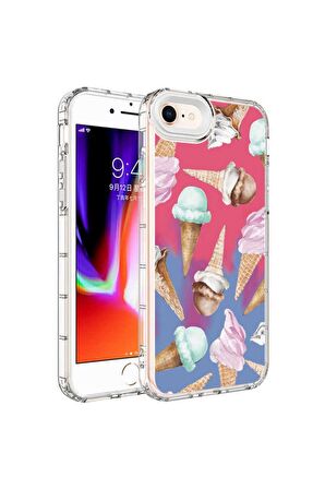 Apple iPhone 7 Uyumlu Kılıf Kamera Korumalı Renkli Desenli Sert Silikon Korn Kapak NO9
