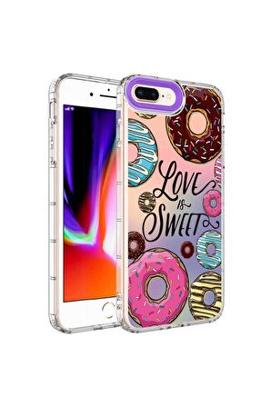 Apple iPhone 7 Plus Uyumlu Kılıf Kamera Korumalı Renkli Desenli Sert Silikon Korn Kapak NO11