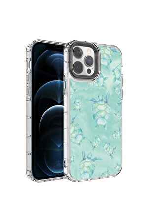 Apple iPhone 12 Pro Uyumlu Kılıf Kamera Korumalı Renkli Desenli Sert Silikon Korn Kapak NO13