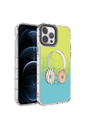 Apple iPhone 13 Pro Max Uyumlu Kılıf Kamera Korumalı Renkli Desenli Sert Silikon Korn Kapak NO14