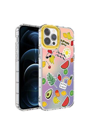 Apple iPhone 14 Pro Uyumlu Kılıf Kamera Korumalı Renkli Desenli Sert Silikon Korn Kapak NO4