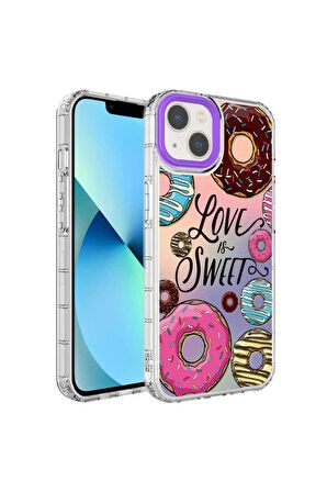 Apple iPhone 14 Plus Uyumlu Kılıf Kamera Korumalı Renkli Desenli Sert Silikon Korn Kapak NO11