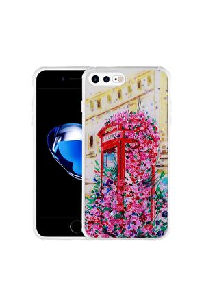 Apple iPhone 8 Plus Uyumlu Kılıf Simli Desenli Kamera Korumalı Parlak Popy Kapak Kulübe