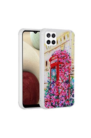 Samsung Galaxy M12 Uyumlu Kılıf Simli Desenli Kamera Korumalı Parlak Popy Kapak Kulübe