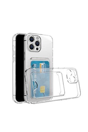 Apple iPhone 11 Pro Max Uyumlu Kılıf Kartlıklı Şeffaf Setra Clear Silikon Kapak