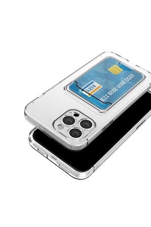 Apple iPhone 11 Pro Max Uyumlu Kılıf Kartlıklı Şeffaf Setra Clear Silikon Kapak