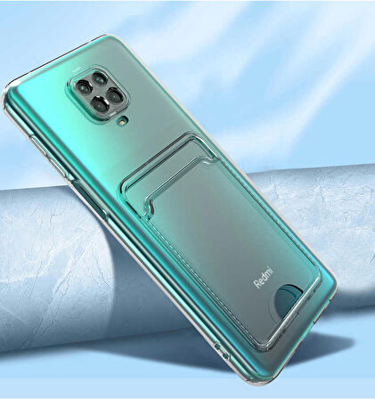 Xiaomi Redmi Note 9 Pro Uyumlu Kılıf Kartlıklı Şeffaf Setra Clear Silikon Kapak