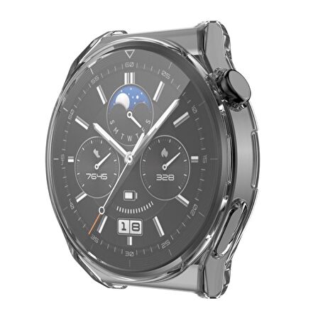 Huawei Watch GT 3 Pro 46 Mm Kasa Koruyucu Silikon Darbe Emici Koruma Silikon Ekran Koruyucu Gard 02 Renksiz
