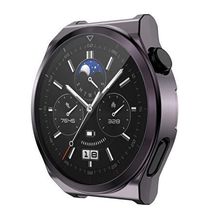 Huawei Watch GT 3 Pro 46 Mm Kasa Koruyucu Silikon Darbe Emici Koruma Silikon Ekran Koruyucu Gard 02 Gri