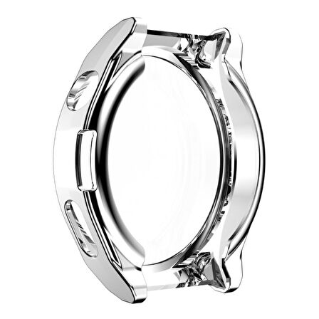 Huawei Watch GT 3 Pro 43 Mm Kasa Koruyucu Silikon Darbe Emici Koruma Silikon Ekran Koruyucu Gard 02 Gümüş