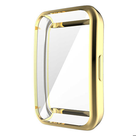 Huawei Band 6 Uyumlu Kasa Koruyucu Silikon Darbe Emici Tam Koruma Silikon Koruyucu Gard 09 Gold