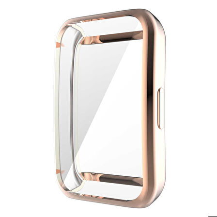 Huawei Band 6 Uyumlu Kasa Koruyucu Silikon Darbe Emici Tam Koruma Silikon Koruyucu Gard 09 Rose Gold