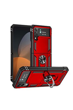 Samsung Galaxy Z Flip 4 Uyumlu Kılıf Vega Kapak Kırmızı