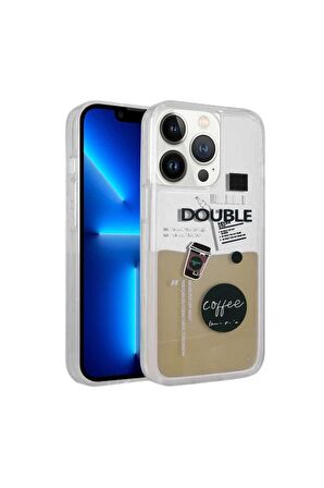 Apple iPhone 12 Pro Max Uyumlu Kılıf Desenli Sıvılı Drink Silikon Kapak NO3