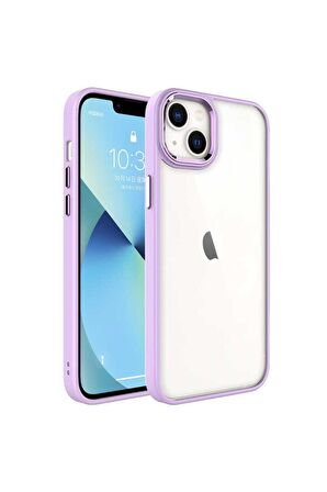 Apple iPhone 14 Plus Uyumlu Kılıf Krom Kapak Lila