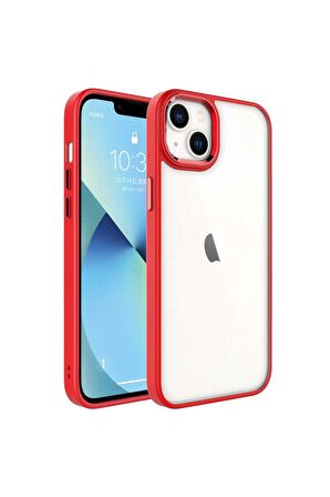 Apple iPhone 14 Plus Uyumlu Kılıf Krom Kapak Kırmızı