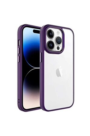 Apple iPhone 14 Pro Max Uyumlu Kılıf Krom Kapak Derin Mor
