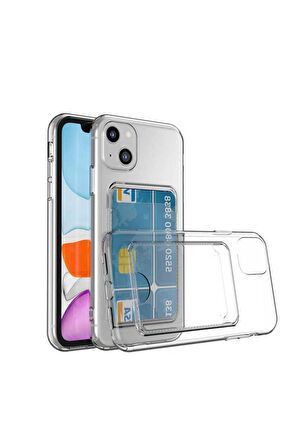 Apple iPhone 14 Uyumlu Kılıf Kartlıklı Şeffaf Setra Clear Silikon Kapak