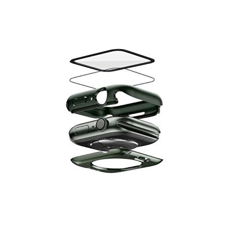 Apple Watch 41 Mm Uyumlu Kasa Ve Ekran Koruyucu Su Geçirmez 360 Tam Koruma Sert Pc Kapak Koyu Yeşil