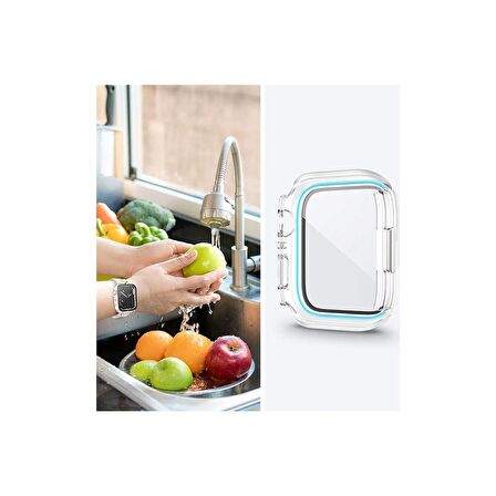 Apple Watch 45 Mm Uyumlu Kasa Ve Ekran Koruyucu Su Geçirmez 360 Tam Koruma Sert Pc Kapak Renksiz