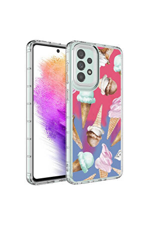 Samsung Galaxy A33 5G Uyumlu Kılıf Kamera Korumalı Renkli Desenli Sert Silikon Korn Kapak NO9