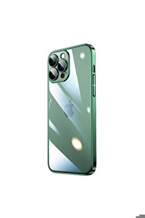 Apple iPhone 14 Pro Max Uyumlu Kılıf Sert PC Renkli Çerçeveli Riksos Kapak Yeşil