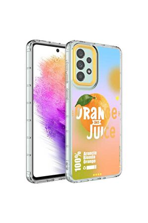 Samsung Galaxy A73 Uyumlu Kılıf Kamera Korumalı Renkli Desenli Sert Silikon Korn Kapak NO3