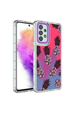 Samsung Galaxy A23 Uyumlu Kılıf Kamera Korumalı Renkli Desenli Sert Silikon Korn Kapak NO6