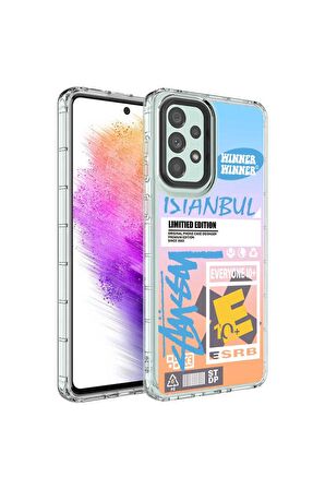 Samsung Galaxy A23 Uyumlu Kılıf Kamera Korumalı Renkli Desenli Sert Silikon Korn Kapak NO1