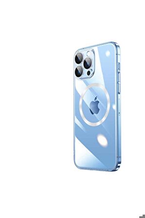 Apple iPhone 14 Pro Max Uyumlu Kılıf Wireless Şarj Özellikli Sert PC Riksos Magsafe Kapak Renksiz
