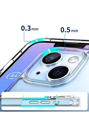 Apple iPhone 15 Uyumlu Kılıf Magsafe Şarj Özellikli Şeffaf Sert PC Embos Kapak