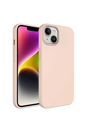 Apple iPhone 14 Plus Uyumlu Kılıf Sıvı Teknolojili Silinebilir Sert Kivi Kapak Pembe Açık