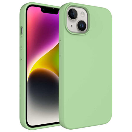 Apple iPhone 14 Plus Uyumlu Kılıf Sıvı Teknolojili Silinebilir Sert Kivi Kapak Açık Yeşil