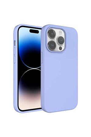 Apple iPhone 14 Pro Max Uyumlu Kılıf Sıvı Teknolojili Silinebilir Sert Kivi Kapak Mavi Açık