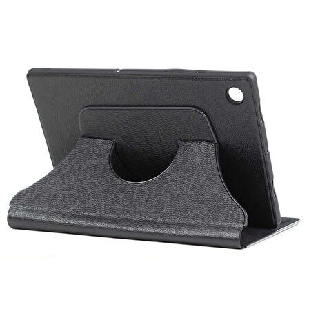 Lenovo Tab M8 Uyumlu Tablet Kılıfı Fest Dönebilen Standlı Pu Deri Kılıf Siyah